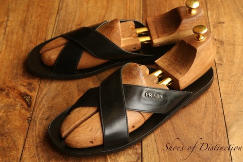 Prada schwarz leder sandalen - prada,